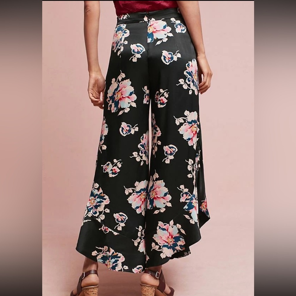 Elevenses Black Pink Tansy Ruffled Trumpet Pants‎ Size 8 - Picture 3 of 14
